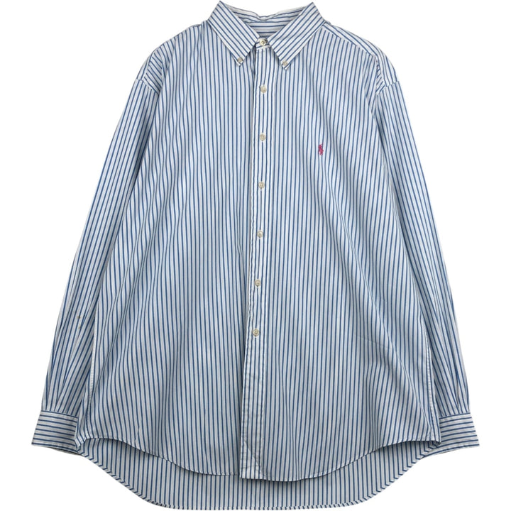 Ralph Lauren CLASSIC FIT Long-Sleeve Button-Down Striped Shirt, Size XL (Men's XL equivalent) cotton white type Vintage Second Hand