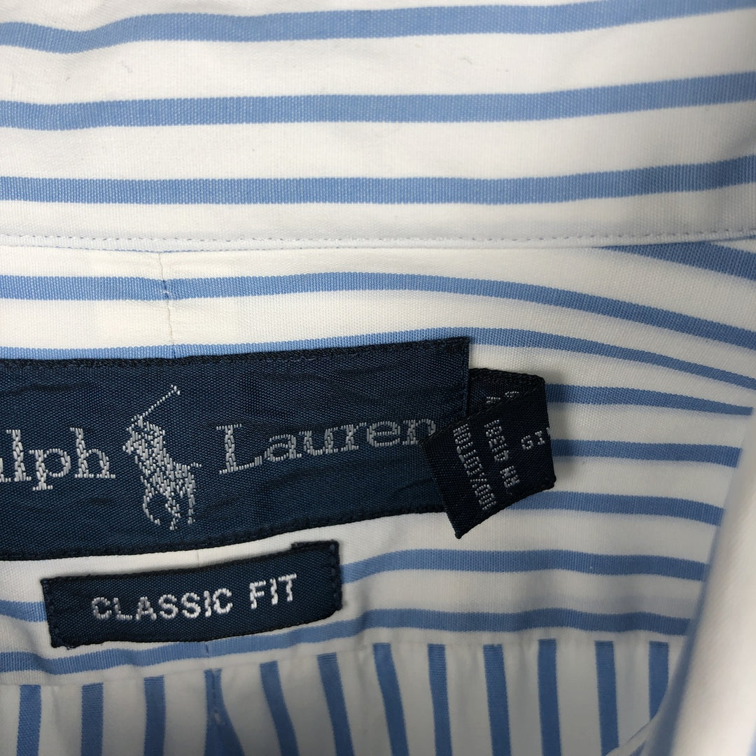 Ralph Lauren CLASSIC FIT Long-Sleeve Button-Down Striped Shirt, Size XL (Men's XL equivalent) cotton white type Vintage Second Hand