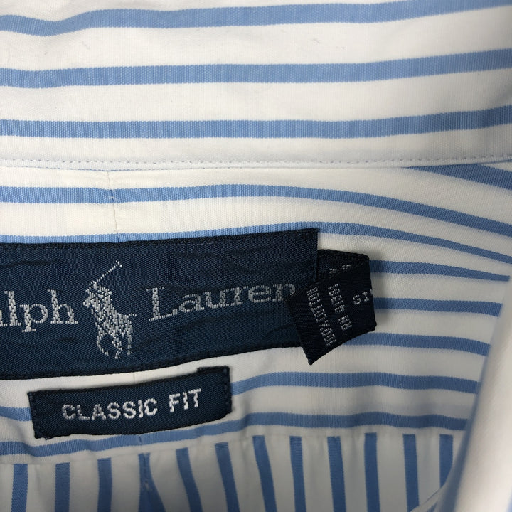 Ralph Lauren CLASSIC FIT Long-Sleeve Button-Down Striped Shirt, Size XL (Men's XL equivalent) cotton white type Vintage Second Hand