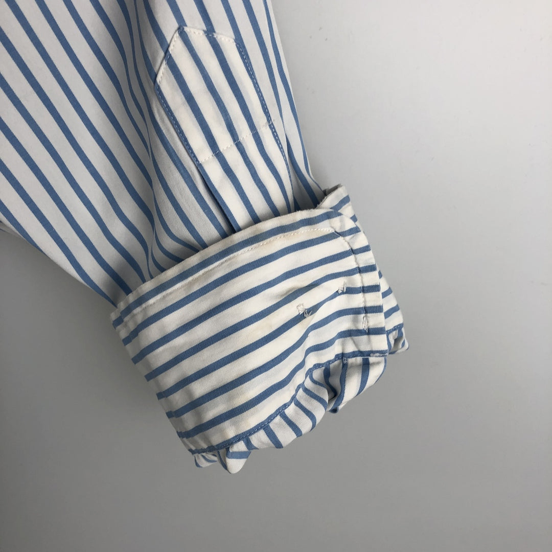 Ralph Lauren CLASSIC FIT Long-Sleeve Button-Down Striped Shirt, Size XL (Men's XL equivalent) cotton white type Vintage Second Hand