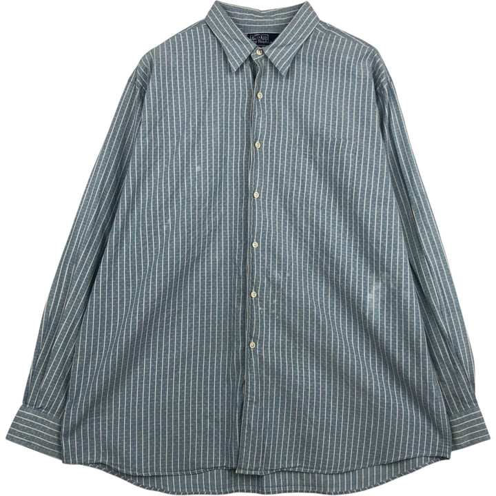 Ralph Lauren POLO by Ralph Lauren MERRIN Long-Sleeve Cotton Stripe Shirt, Men's Size XL (approx.) cotton Blue type light blue Vintage Second Hand