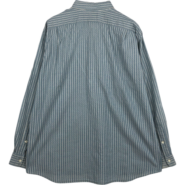 Ralph Lauren POLO by Ralph Lauren MERRIN Long-Sleeve Cotton Stripe Shirt, Men's Size XL (approx.) cotton Blue type light blue Vintage Second Hand