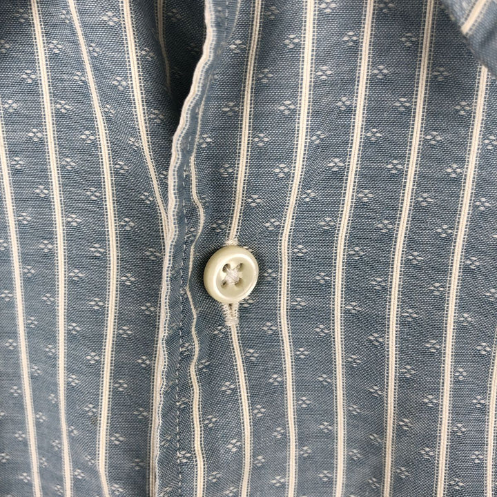 Ralph Lauren POLO by Ralph Lauren MERRIN Long-Sleeve Cotton Stripe Shirt, Men's Size XL (approx.) cotton Blue type light blue Vintage Second Hand