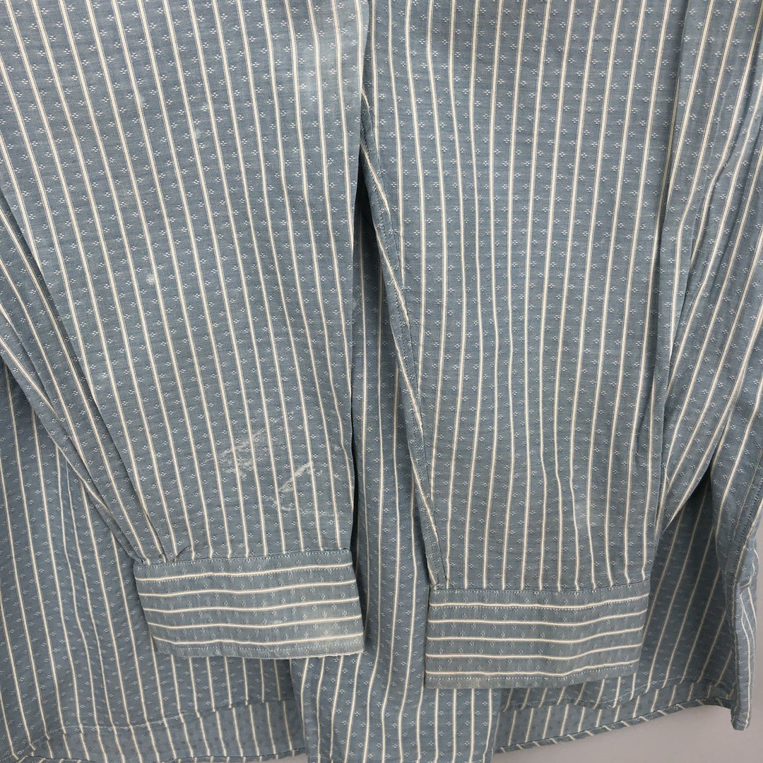 Ralph Lauren POLO by Ralph Lauren MERRIN Long-Sleeve Cotton Stripe Shirt, Men's Size XL (approx.) cotton Blue type light blue Vintage Second Hand