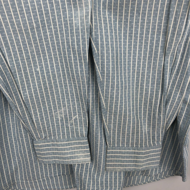 Ralph Lauren POLO by Ralph Lauren MERRIN Long-Sleeve Cotton Stripe Shirt, Men's Size XL (approx.) cotton Blue type light blue Vintage Second Hand