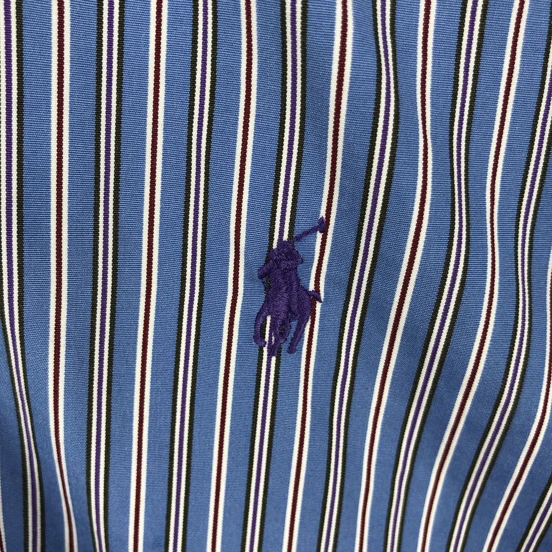 Ralph Lauren Classic Fit Multi Stripe Long Sleeve Button Down Striped Shirt Men's Size L cotton blue type Vintage Second Hand