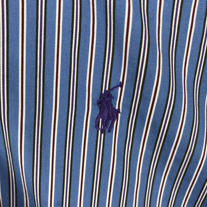 Ralph Lauren Classic Fit Multi Stripe Long Sleeve Button Down Striped Shirt Men's Size L cotton blue type Vintage Second Hand
