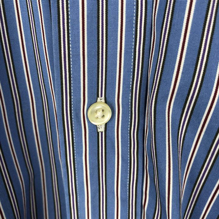 Ralph Lauren Classic Fit Multi Stripe Long Sleeve Button Down Striped Shirt Men's Size L cotton blue type Vintage Second Hand