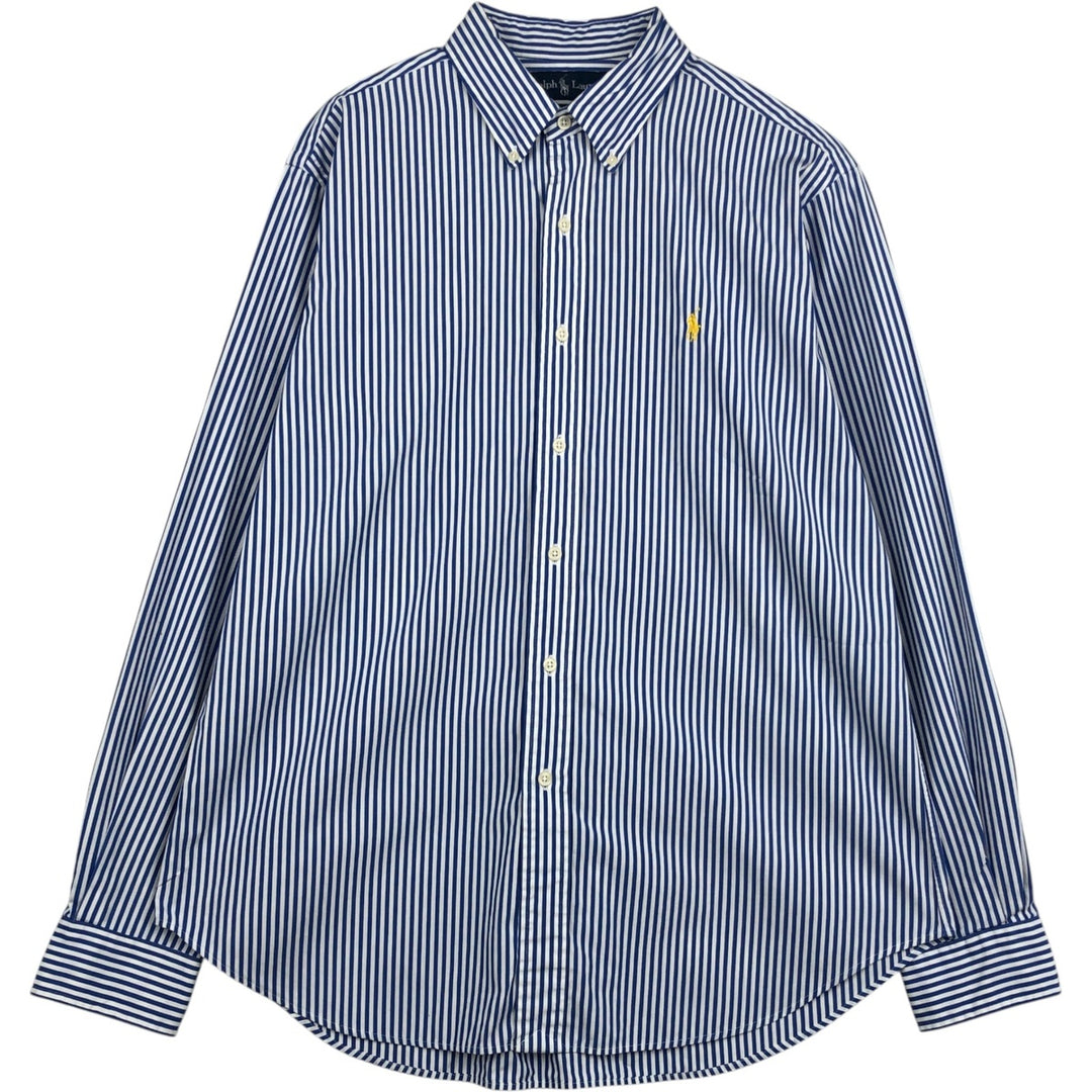 Ralph Lauren Classic Fit Long Sleeve Button Down Striped Shirt Men's Size L cotton blue type Vintage Second Hand