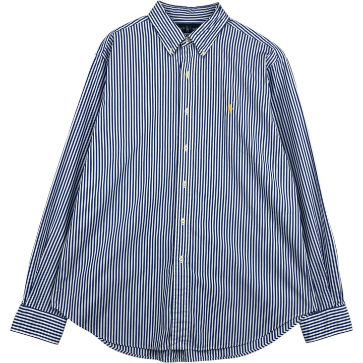 Ralph Lauren Classic Fit Long Sleeve Button Down Striped Shirt Men's Size L cotton blue type Vintage Second Hand