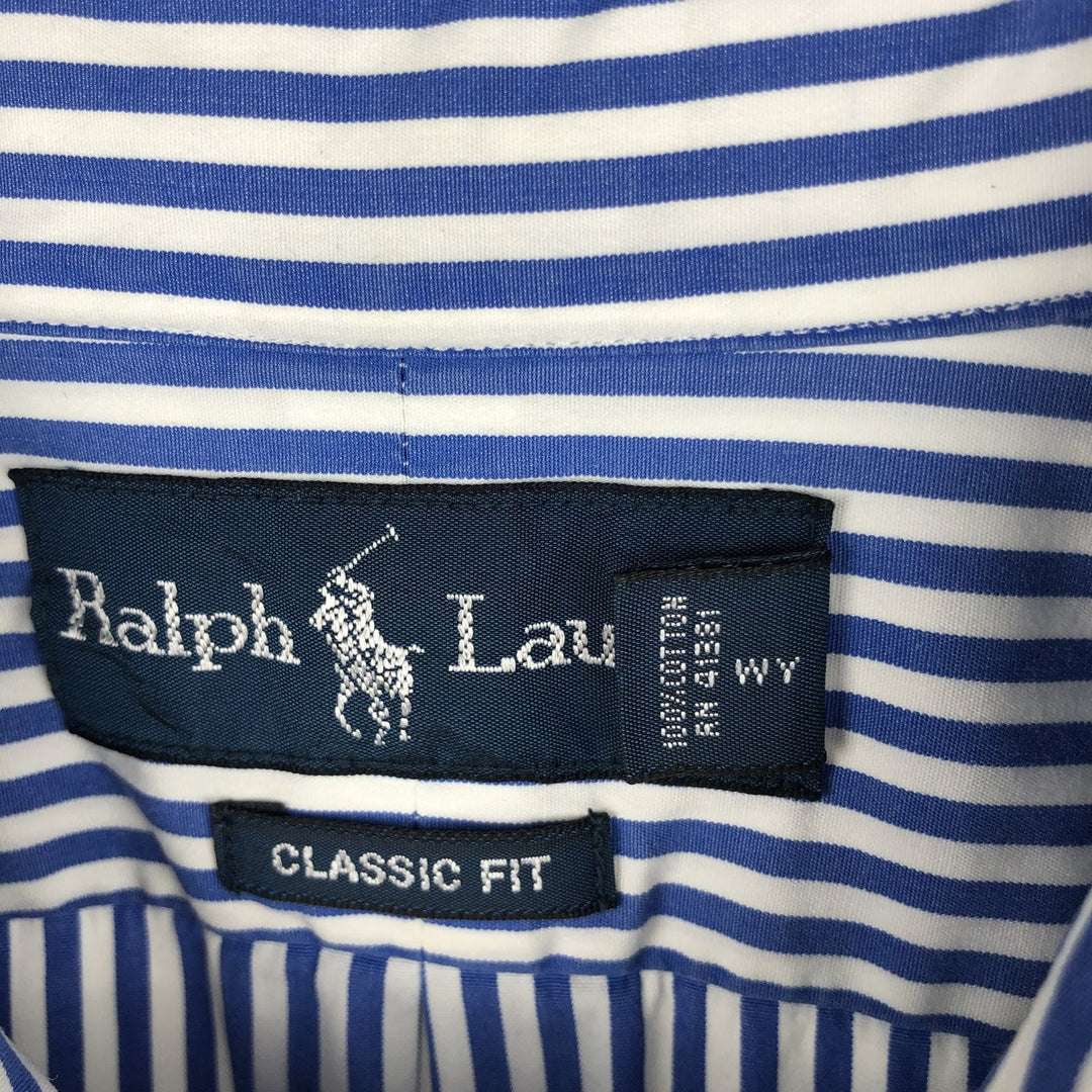 Ralph Lauren Classic Fit Long Sleeve Button Down Striped Shirt Men's Size L cotton blue type Vintage Second Hand