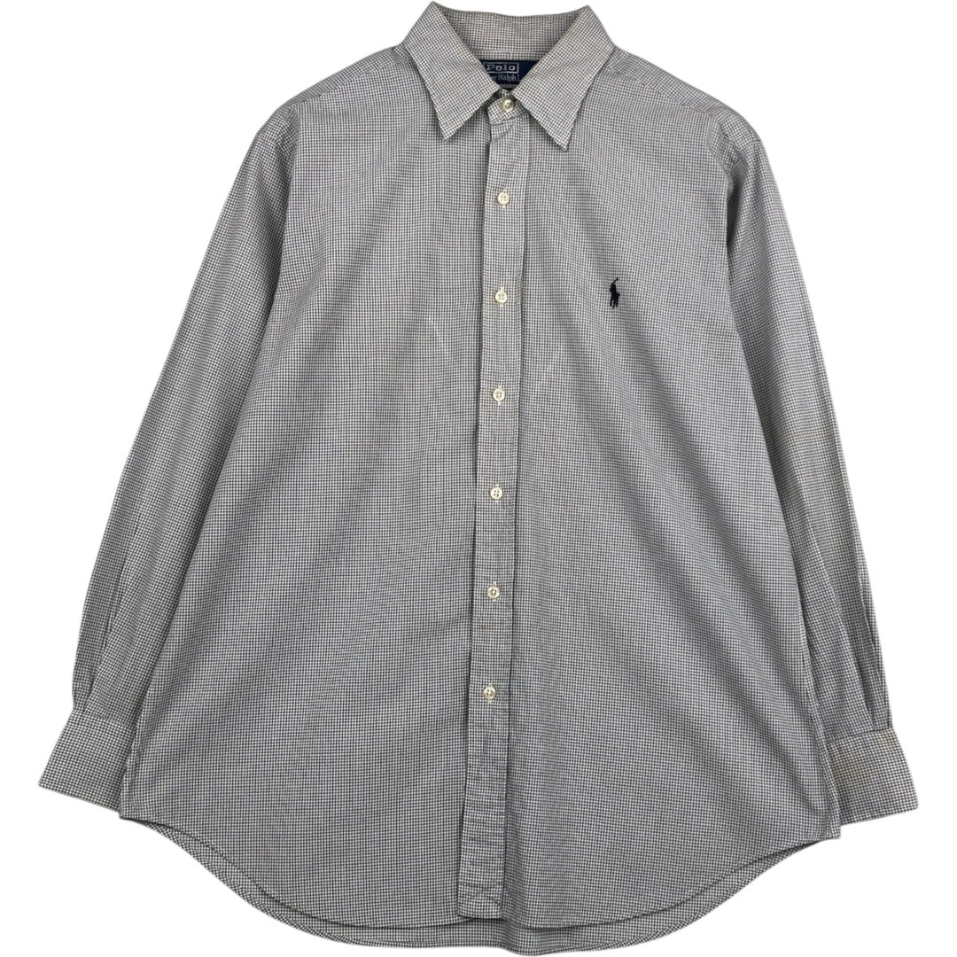 Ralph Lauren POLO by Ralph Lauren ALCOTT Check Pattern Long-Sleeve Cotton Check Shirt, Men's Size XL (approx.) cotton white type Vintage Second Hand
