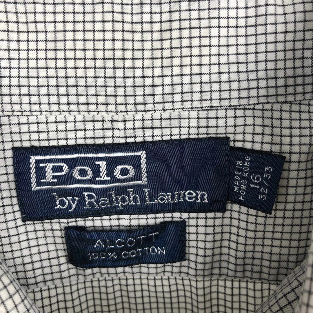 Ralph Lauren POLO by Ralph Lauren ALCOTT Check Pattern Long-Sleeve Cotton Check Shirt, Men's Size XL (approx.) cotton white type Vintage Second Hand