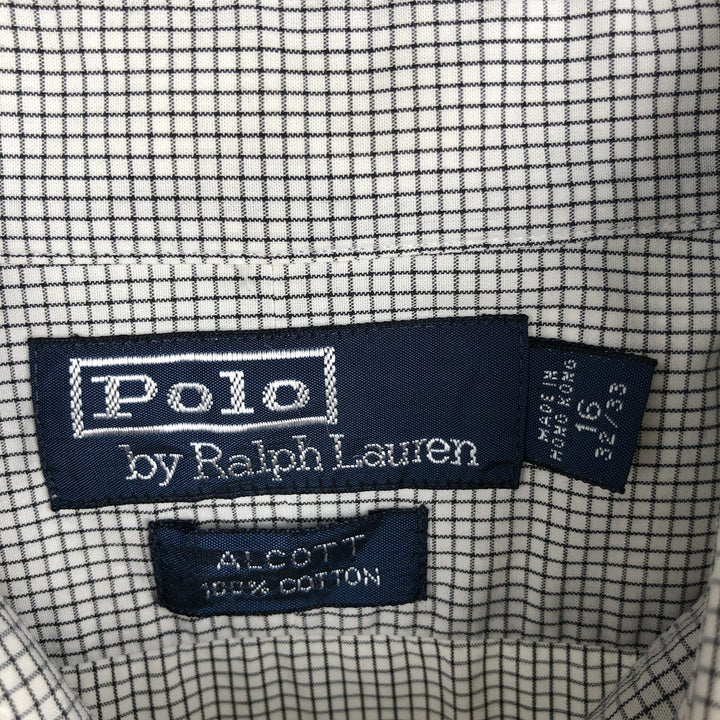 Ralph Lauren POLO by Ralph Lauren ALCOTT Check Pattern Long-Sleeve Cotton Check Shirt, Men's Size XL (approx.) cotton white type Vintage Second Hand