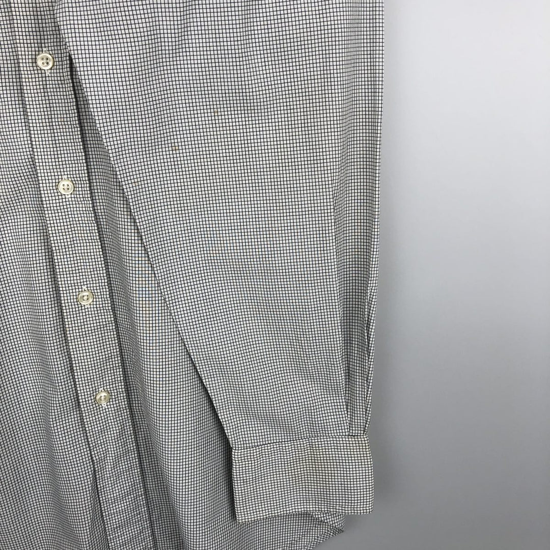 Ralph Lauren POLO by Ralph Lauren ALCOTT Check Pattern Long-Sleeve Cotton Check Shirt, Men's Size XL (approx.) cotton white type Vintage Second Hand