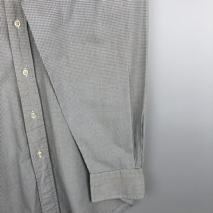 Ralph Lauren POLO by Ralph Lauren ALCOTT Check Pattern Long-Sleeve Cotton Check Shirt, Men's Size XL (approx.) cotton white type Vintage Second Hand
