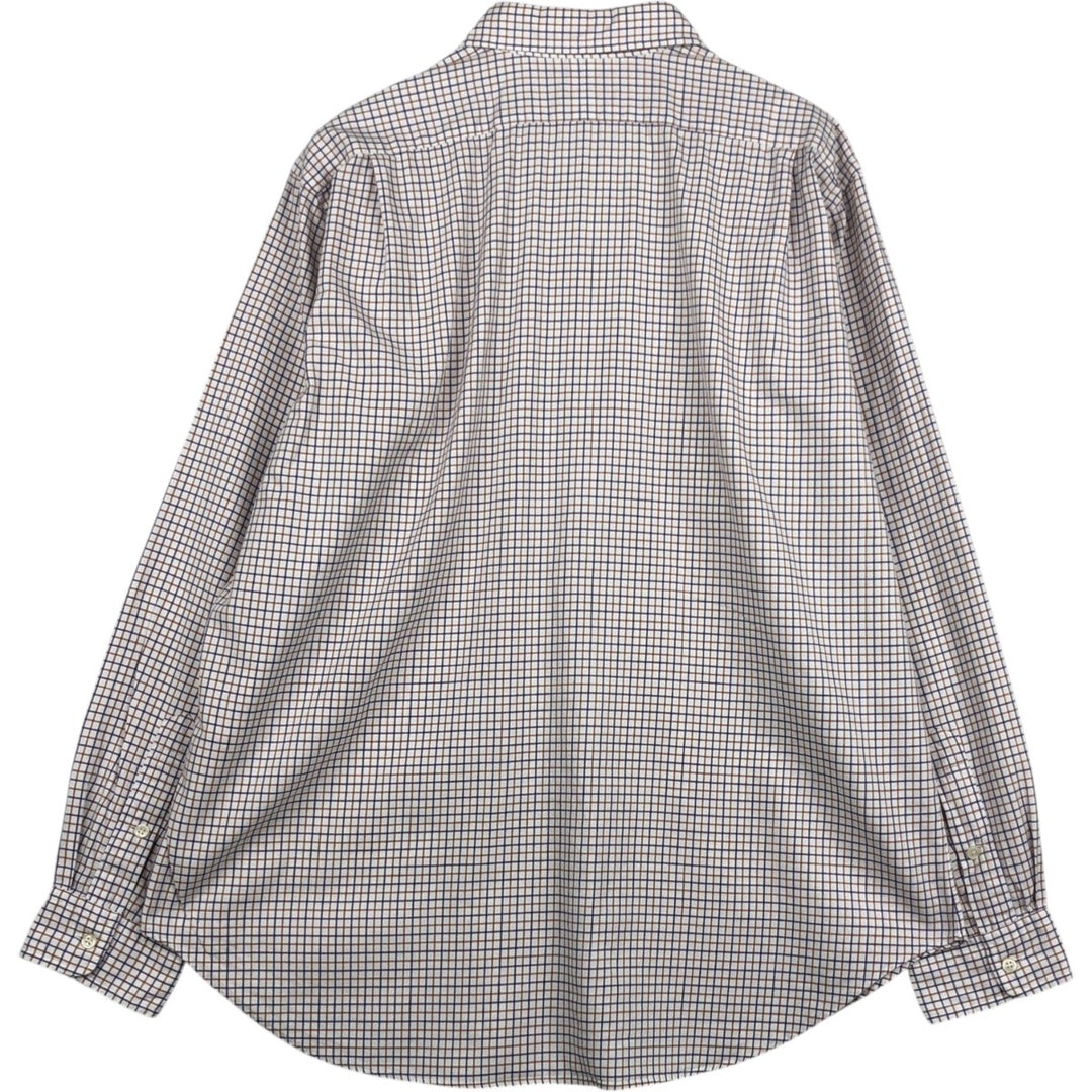 Ralph Lauren POLO by Ralph Lauren WESTERTON Check Pattern Long-Sleeve Cotton Check Shirt, Men's Size XL (approx.) cotton white type Vintage Second Hand