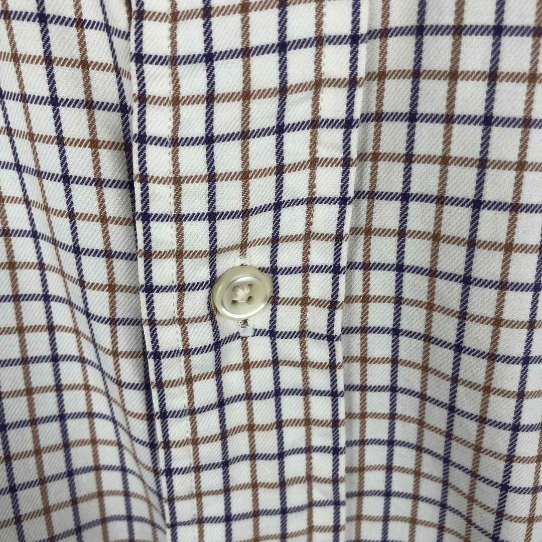 Ralph Lauren POLO by Ralph Lauren WESTERTON Check Pattern Long-Sleeve Cotton Check Shirt, Men's Size XL (approx.) cotton white type Vintage Second Hand
