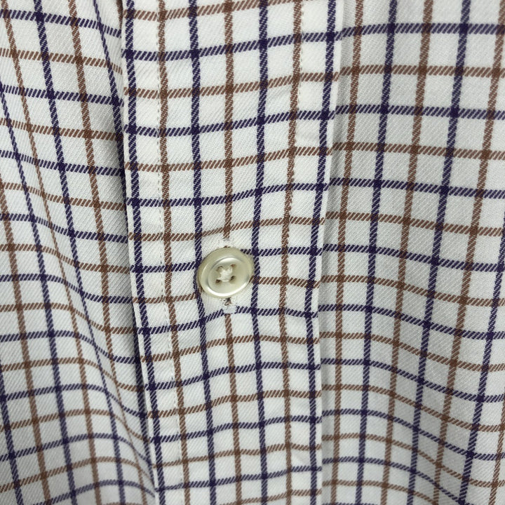 Ralph Lauren POLO by Ralph Lauren WESTERTON Check Pattern Long-Sleeve Cotton Check Shirt, Men's Size XL (approx.) cotton white type Vintage Second Hand