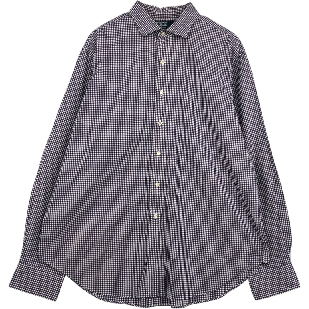 Ralph Lauren POLO by Ralph Lauren Gingham Check Long-Sleeve Check Shirt, Men's Size XL (approx.) cotton purple type Vintage Second Hand