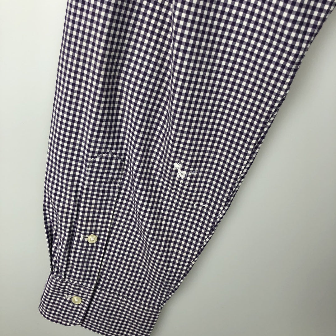 Ralph Lauren POLO by Ralph Lauren Gingham Check Long-Sleeve Check Shirt, Men's Size XL (approx.) cotton purple type Vintage Second Hand