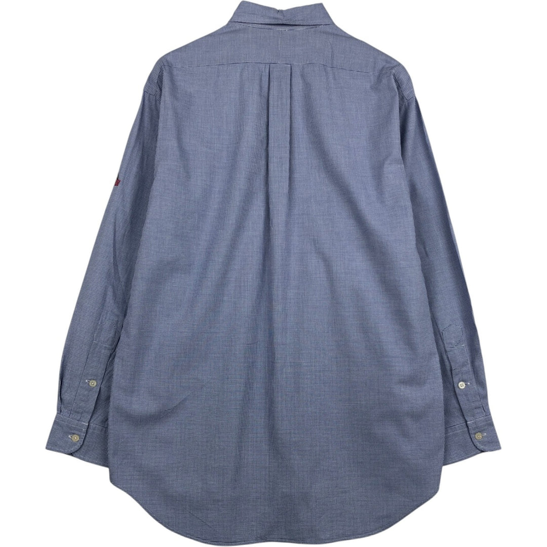 Ralph Lauren GOLF TILDEN Houndstooth Pattern Long-Sleeve Button-Down Shirt, Men's Size M (approx.) cotton Blue type light blue Vintage Second Hand