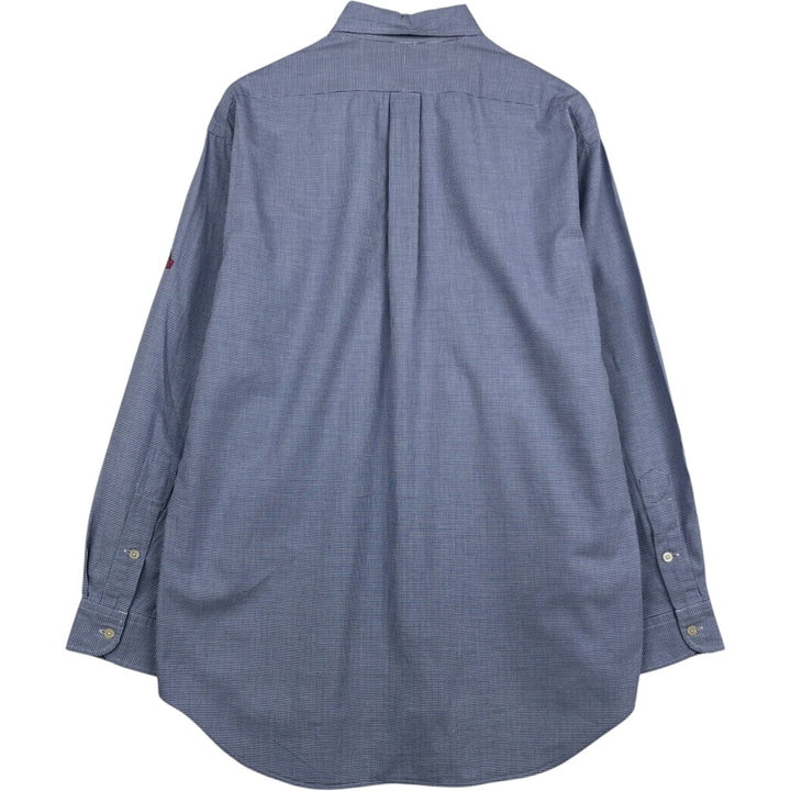 Ralph Lauren GOLF TILDEN Houndstooth Pattern Long-Sleeve Button-Down Shirt, Men's Size M (approx.) cotton Blue type light blue Vintage Second Hand