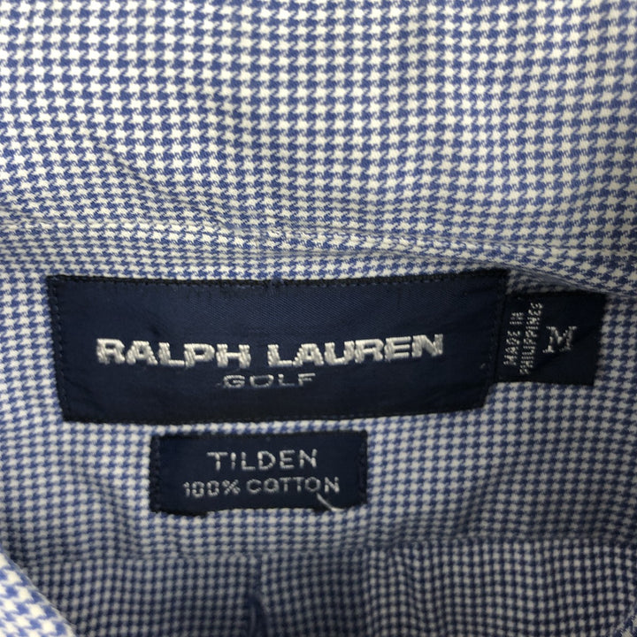 Ralph Lauren GOLF TILDEN Houndstooth Pattern Long-Sleeve Button-Down Shirt, Men's Size M (approx.) cotton Blue type light blue Vintage Second Hand