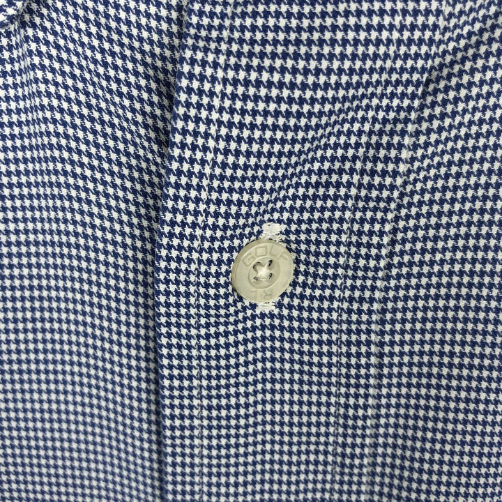 Ralph Lauren GOLF TILDEN Houndstooth Pattern Long-Sleeve Button-Down Shirt, Men's Size M (approx.) cotton Blue type light blue Vintage Second Hand