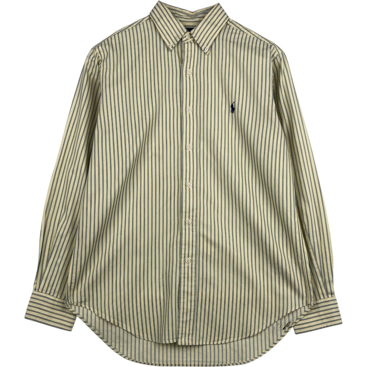 Ralph Lauren Classic Fit Multi Stripe Long Sleeve Button Down Striped Shirt Men's M cotton lemon yellow Vintage Second Hand