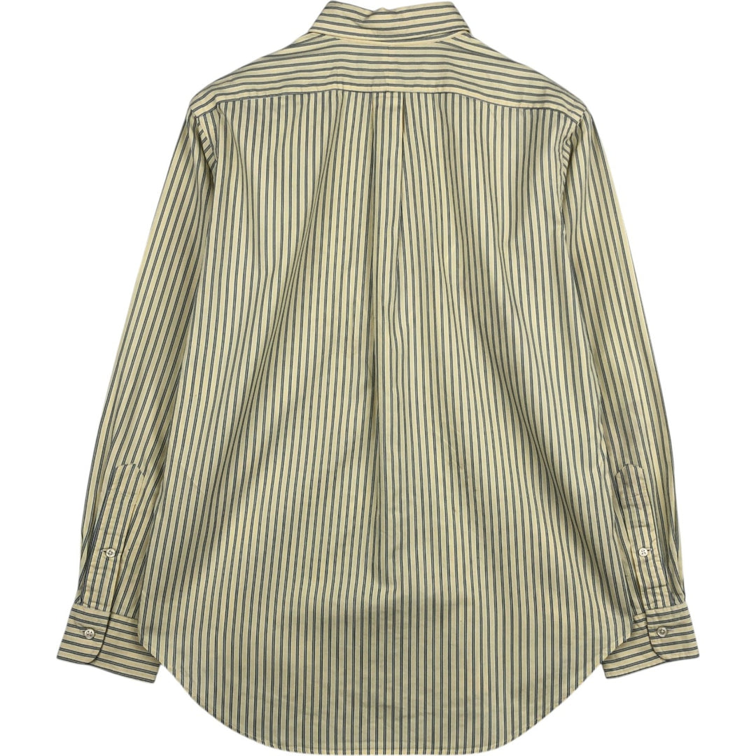 Ralph Lauren Classic Fit Multi Stripe Long Sleeve Button Down Striped Shirt Men's M cotton lemon yellow Vintage Second Hand