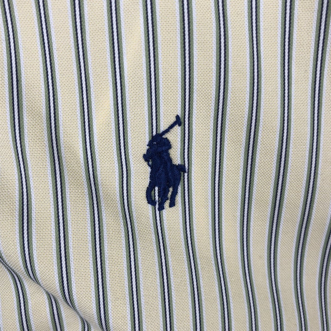 Ralph Lauren Classic Fit Multi Stripe Long Sleeve Button Down Striped Shirt Men's M cotton lemon yellow Vintage Second Hand