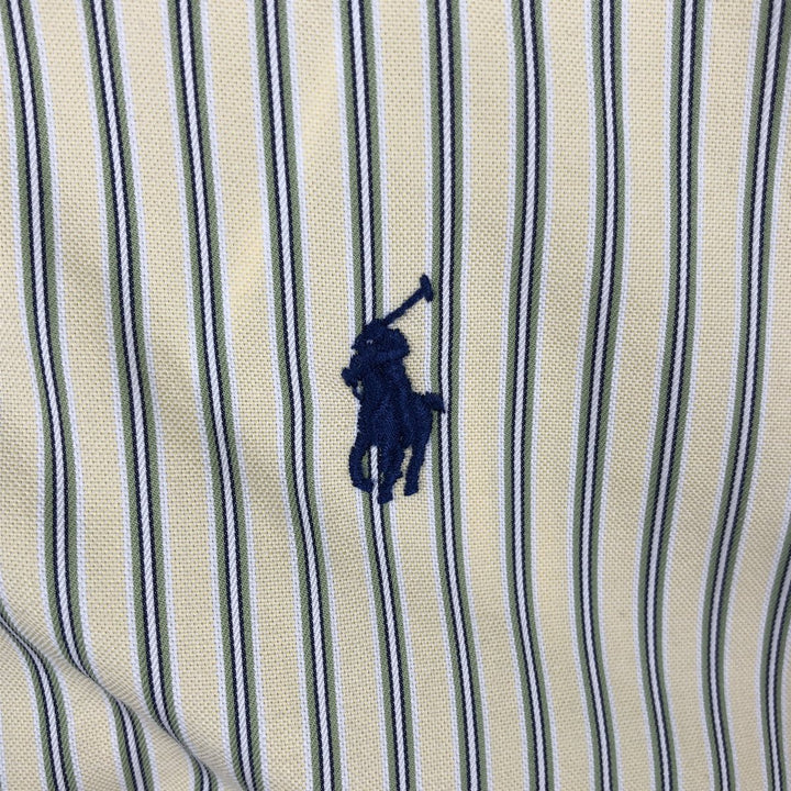 Ralph Lauren Classic Fit Multi Stripe Long Sleeve Button Down Striped Shirt Men's M cotton lemon yellow Vintage Second Hand
