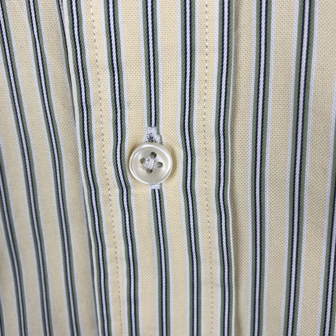 Ralph Lauren Classic Fit Multi Stripe Long Sleeve Button Down Striped Shirt Men's M cotton lemon yellow Vintage Second Hand