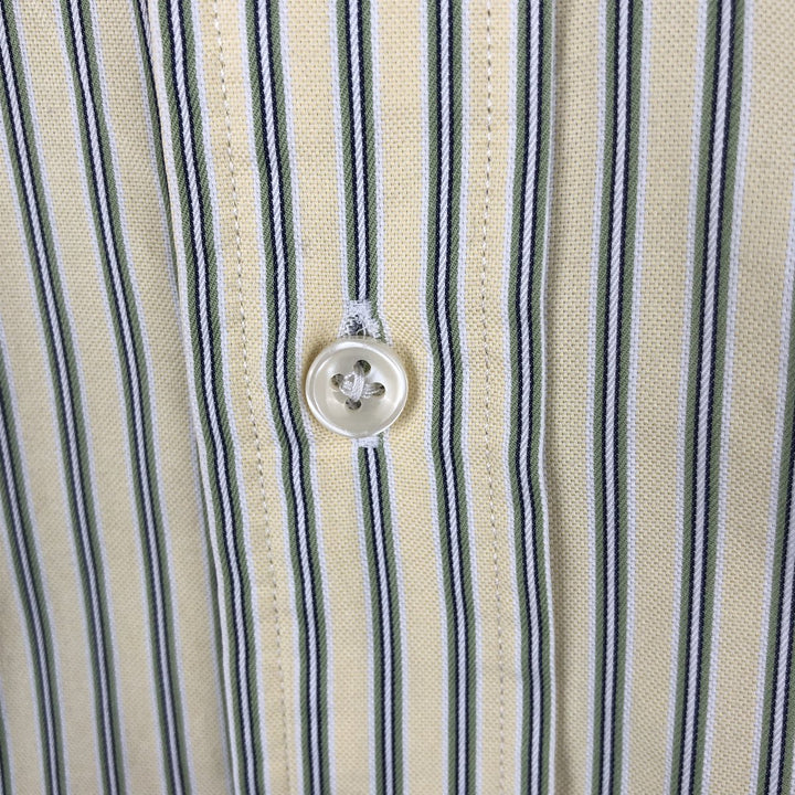 Ralph Lauren Classic Fit Multi Stripe Long Sleeve Button Down Striped Shirt Men's M cotton lemon yellow Vintage Second Hand