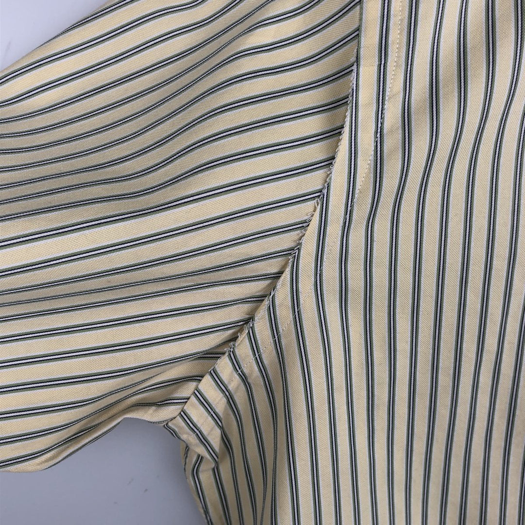 Ralph Lauren Classic Fit Multi Stripe Long Sleeve Button Down Striped Shirt Men's M cotton lemon yellow Vintage Second Hand