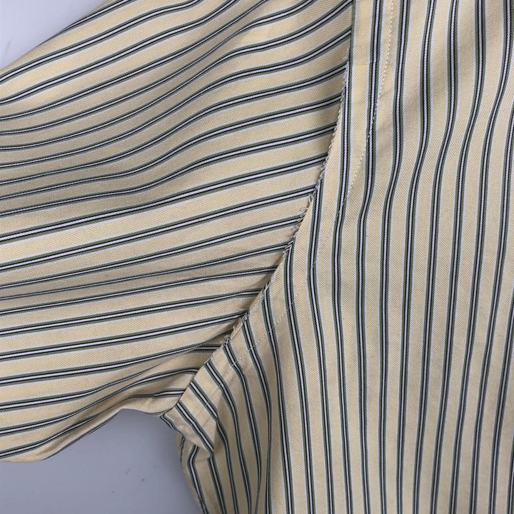 Ralph Lauren Classic Fit Multi Stripe Long Sleeve Button Down Striped Shirt Men's M cotton lemon yellow Vintage Second Hand