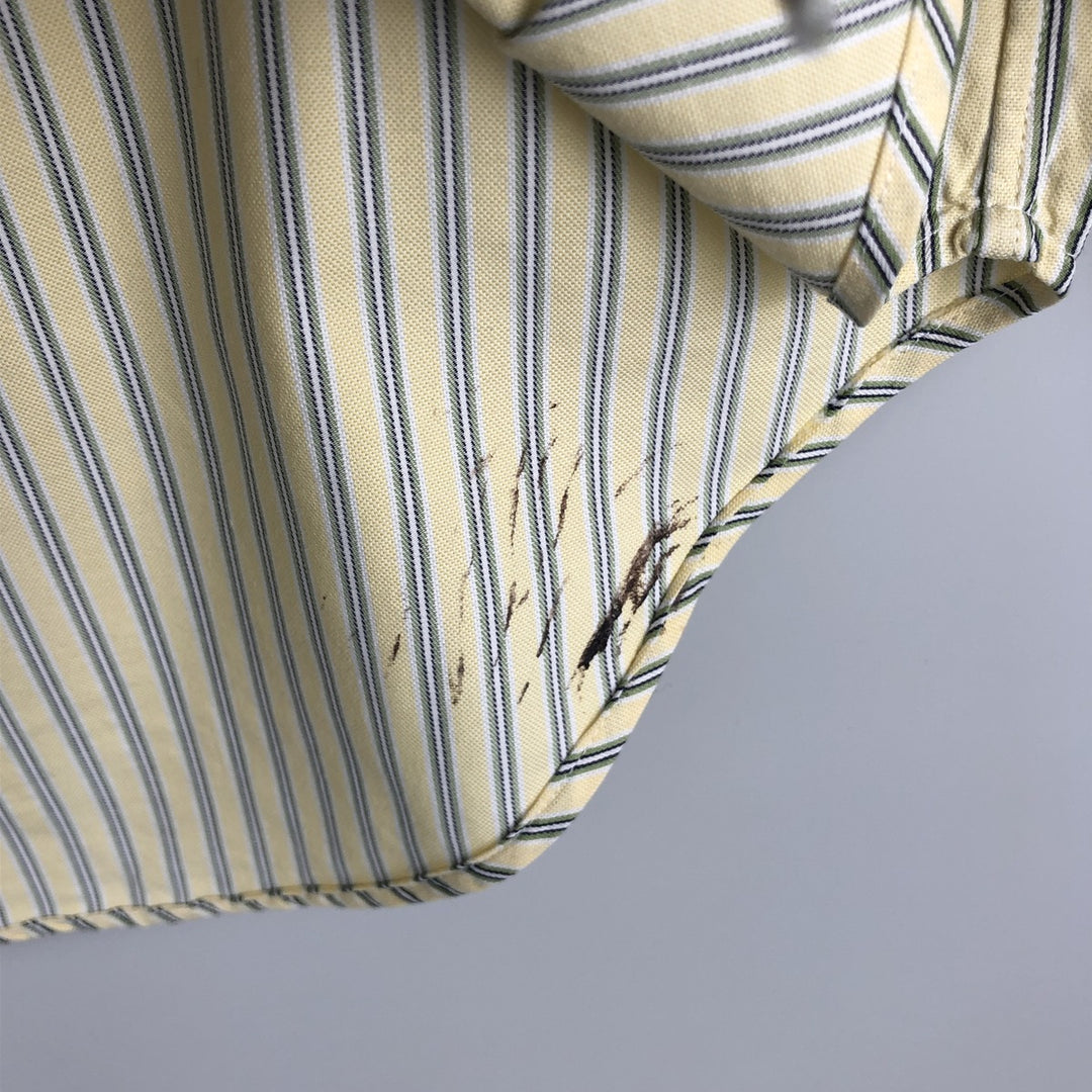 Ralph Lauren Classic Fit Multi Stripe Long Sleeve Button Down Striped Shirt Men's M cotton lemon yellow Vintage Second Hand