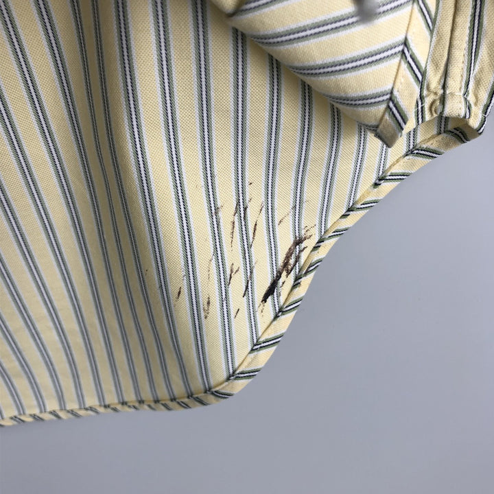 Ralph Lauren Classic Fit Multi Stripe Long Sleeve Button Down Striped Shirt Men's M cotton lemon yellow Vintage Second Hand