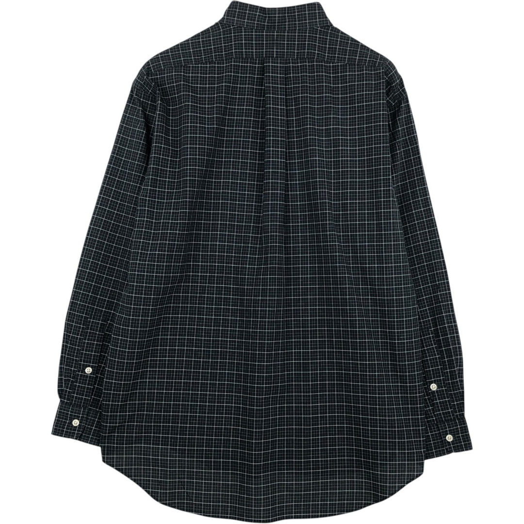 Ralph Lauren Check Pattern Long-Sleeve Button-Down Check Shirt (Men's Size L) cotton black type Vintage Second Hand