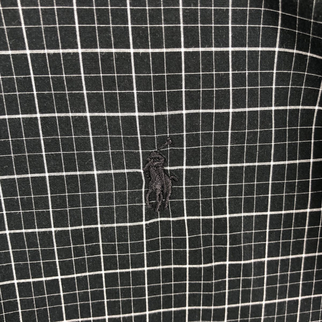 Ralph Lauren Check Pattern Long-Sleeve Button-Down Check Shirt (Men's Size L) cotton black type Vintage Second Hand