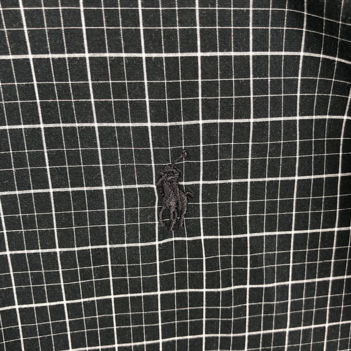 Ralph Lauren Check Pattern Long-Sleeve Button-Down Check Shirt (Men's Size L) cotton black type Vintage Second Hand