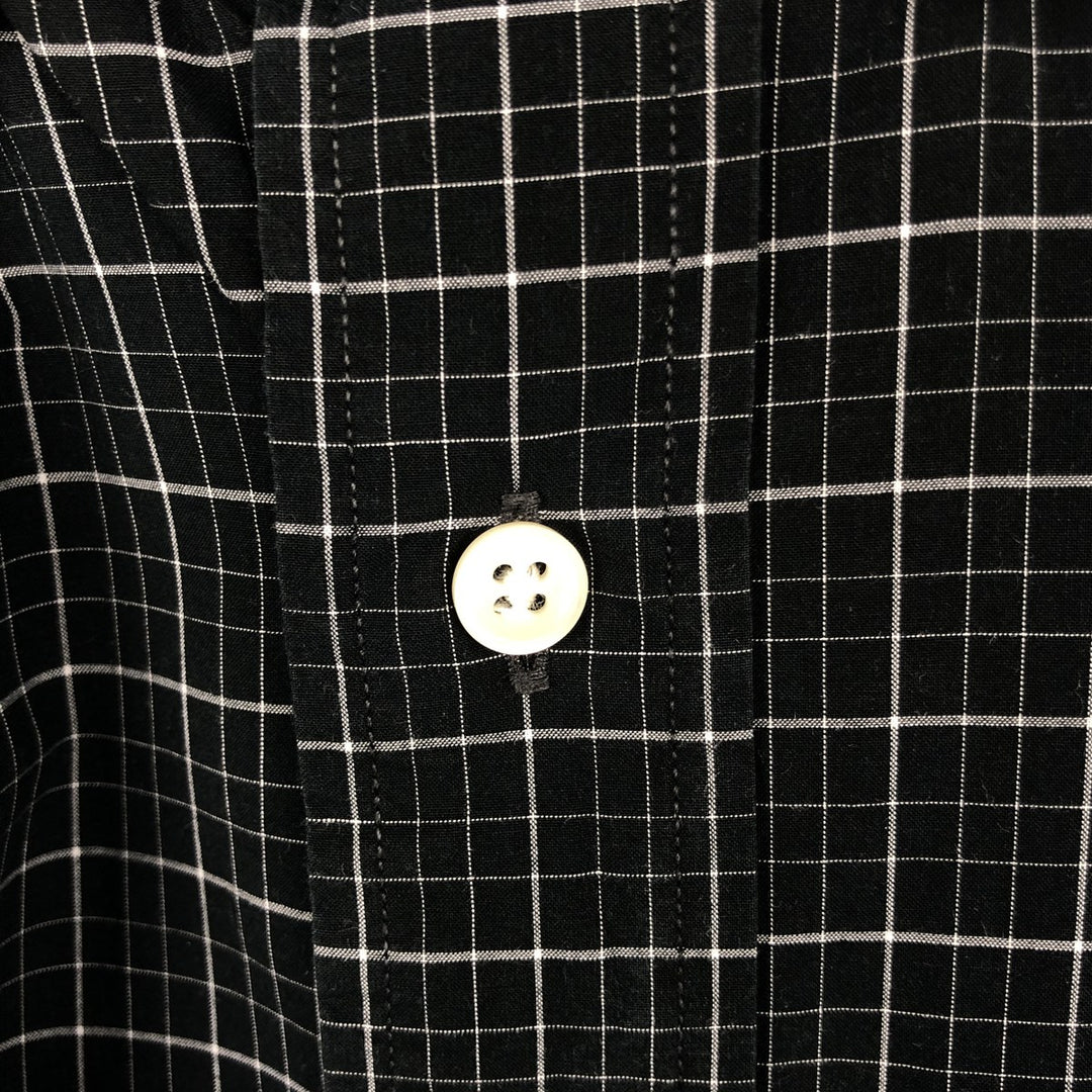 Ralph Lauren Check Pattern Long-Sleeve Button-Down Check Shirt (Men's Size L) cotton black type Vintage Second Hand