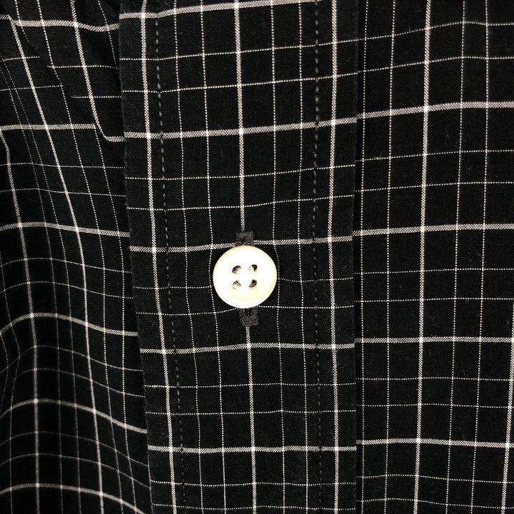 Ralph Lauren Check Pattern Long-Sleeve Button-Down Check Shirt (Men's Size L) cotton black type Vintage Second Hand