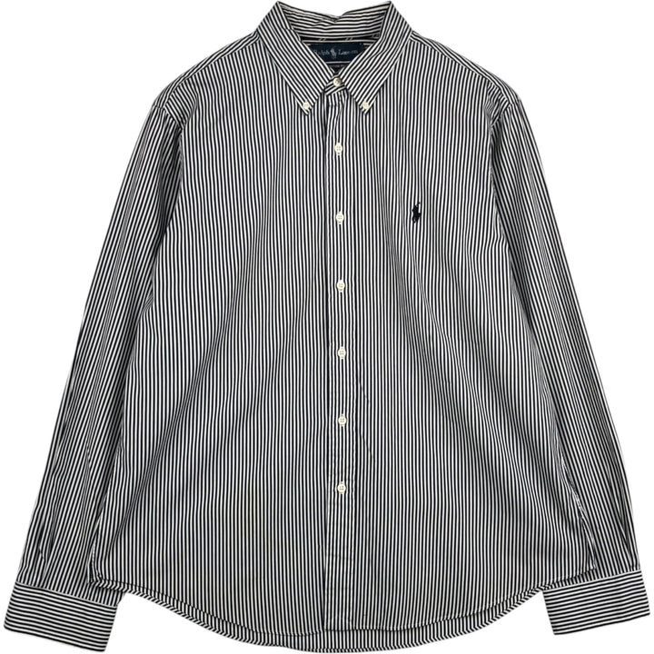 Ralph Lauren CUSTOM FIT Long-Sleeve Button-Down Striped Shirt, Men's Size XL (approx.) cotton white type Vintage Second Hand