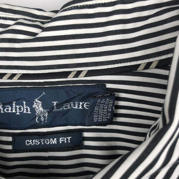 Ralph Lauren CUSTOM FIT Long-Sleeve Button-Down Striped Shirt, Men's Size XL (approx.) cotton white type Vintage Second Hand