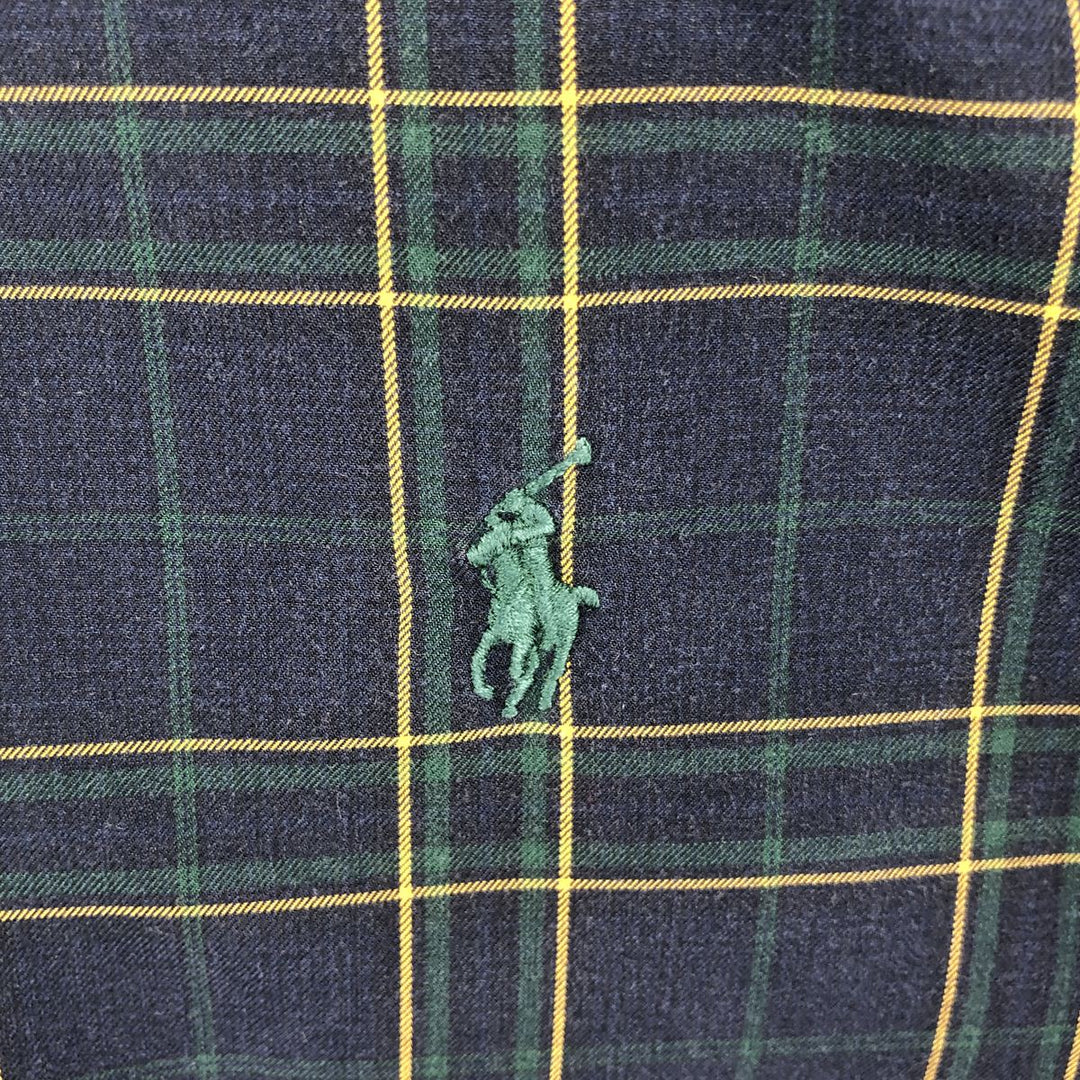 Ralph Lauren Classic Fit Long Sleeve Button Down Check Shirt Men's XL cotton dark green Vintage Second Hand