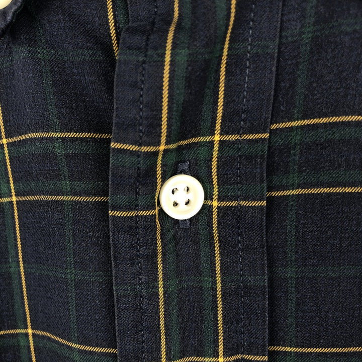 Ralph Lauren Classic Fit Long Sleeve Button Down Check Shirt Men's XL cotton dark green Vintage Second Hand