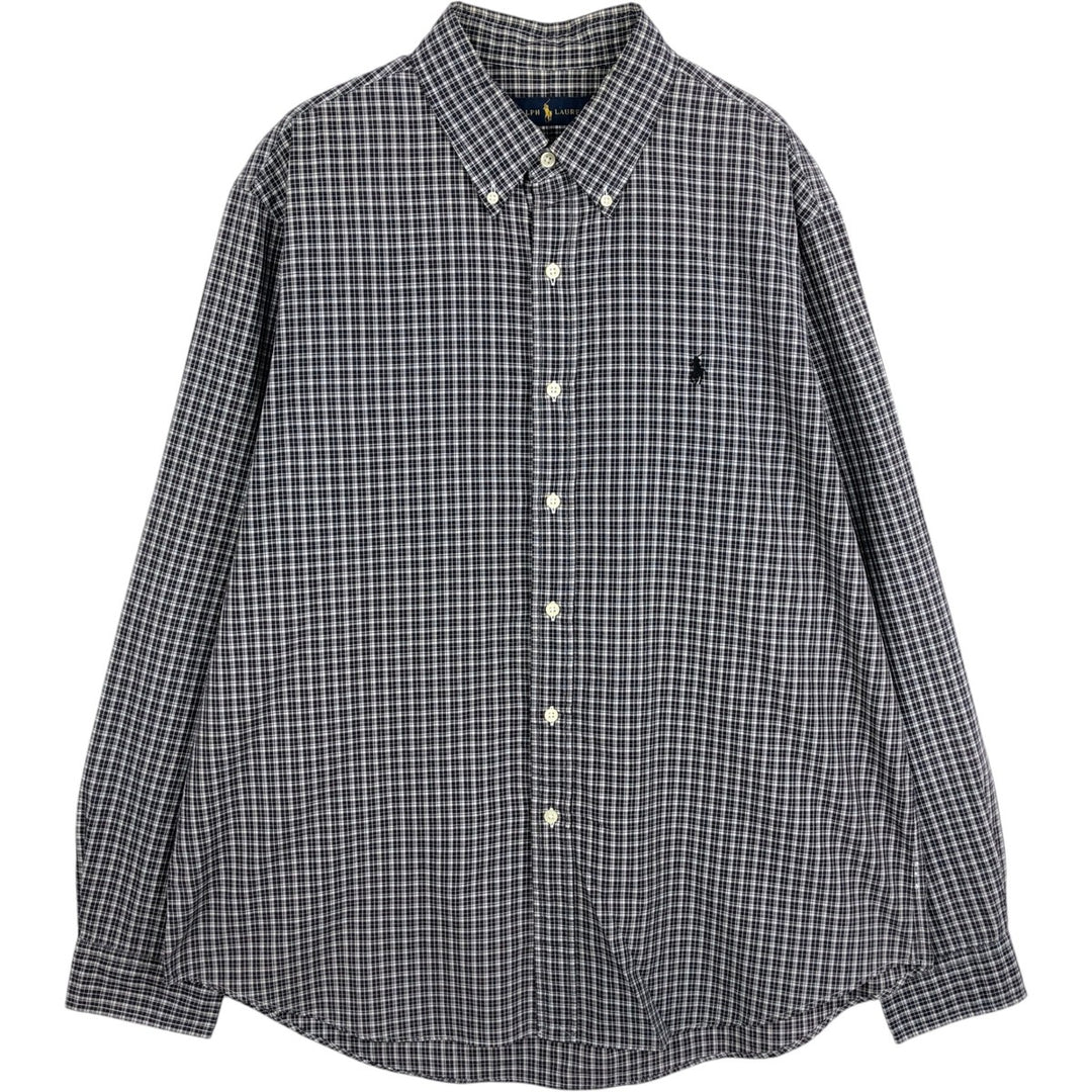 Ralph Lauren RALPH LAUREN Long Sleeve Button Down Check Shirt Men's XL cotton Charcoal Vintage Second Hand