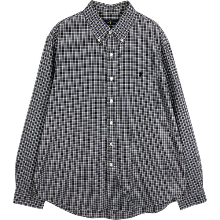 Ralph Lauren RALPH LAUREN Long Sleeve Button Down Check Shirt Men's XL cotton Charcoal Vintage Second Hand